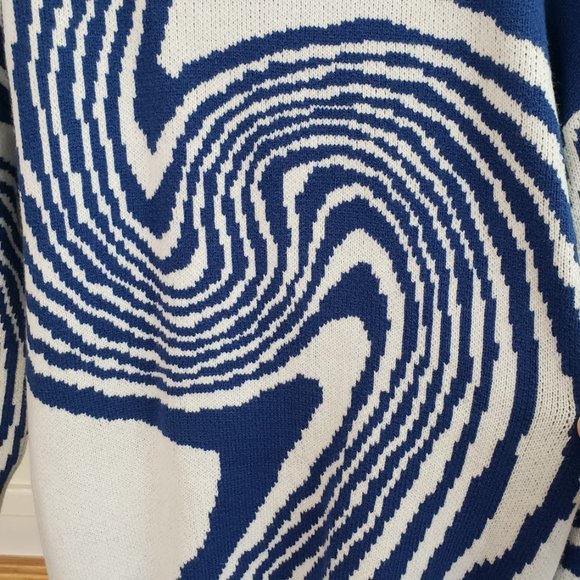 Aelfric Eden | Sweaters | Aelfric Eden Womens Whirlpool Knit Sweater Blue White Pullover Long 